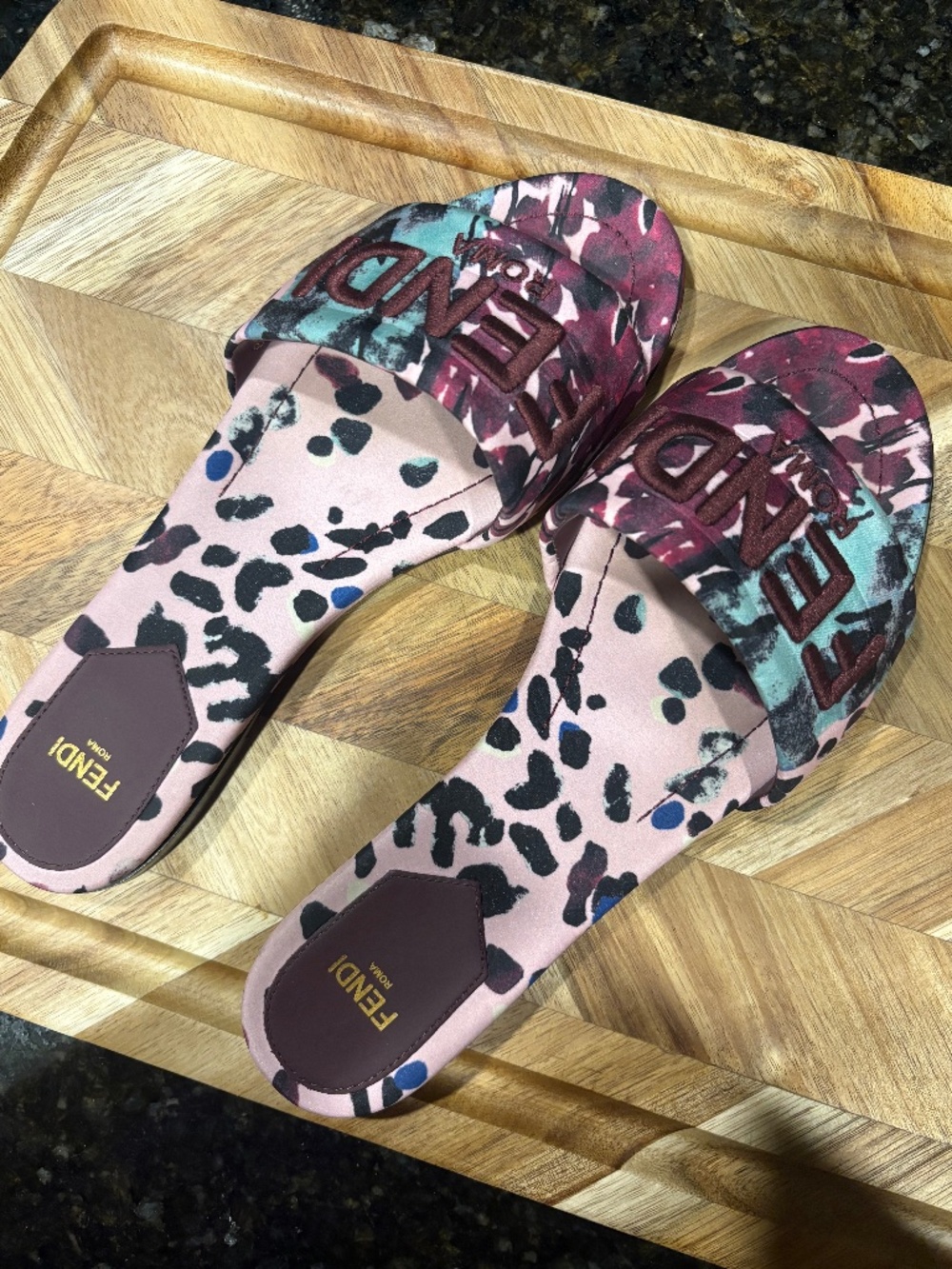 FENDI Logo Satin Sandal